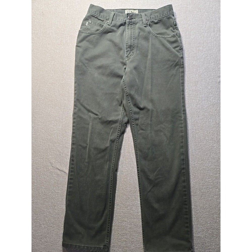 VTG L.L. Bean Women's 30x29 Green Five Pocket Cotton Twill Pants High Rise 2009